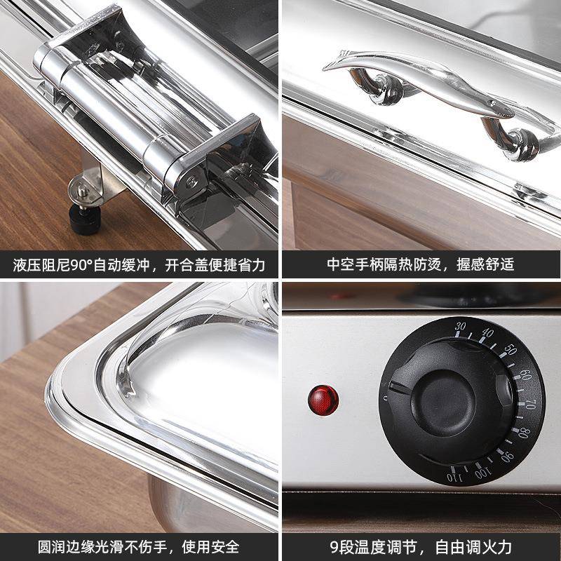严选自不KNN锈翻盖助保温餐店炉方形保温炉电加热可视布菲炉酒钢