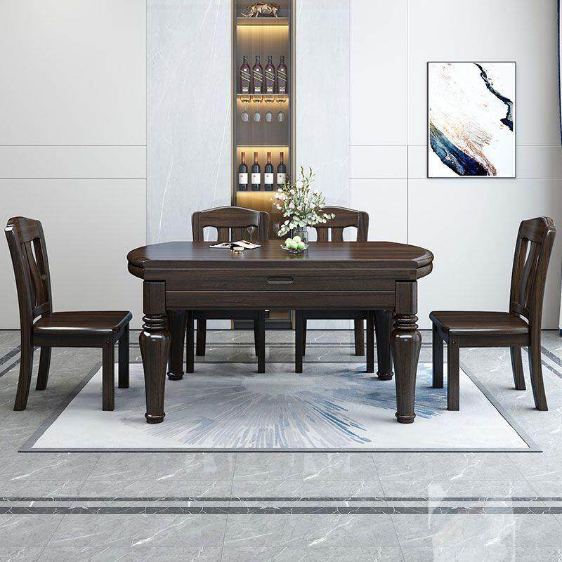 全木实木桌椅组合紫金檀伸ZEL缩折叠餐桌新式方圆两用小户型中饭