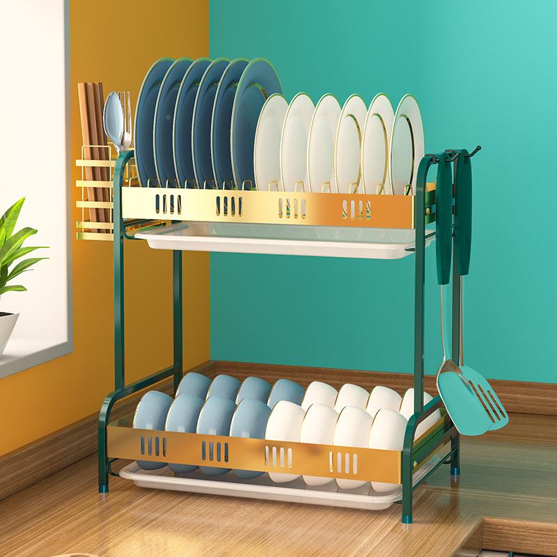 厨房置物304不DXW锈钢碟碗纳架多功架能台面收家用多层碗筷沥水架