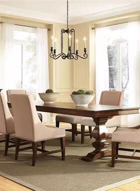 简约美式实木餐桌复创意古桌家用客饭桌ICN中厅古长桌办公茶桌洽