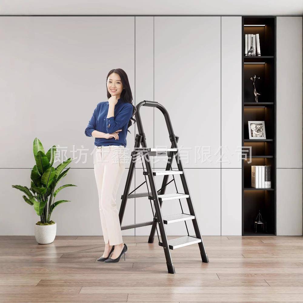 室内金字梯家用人折叠梯加宽伸缩铝合FBT加厚梯便携收楼纳多功能