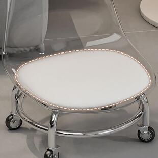 万向轮静凳子音滑轮矮凳透CNW明亚小克力小板凳娃儿童带轮靠背带