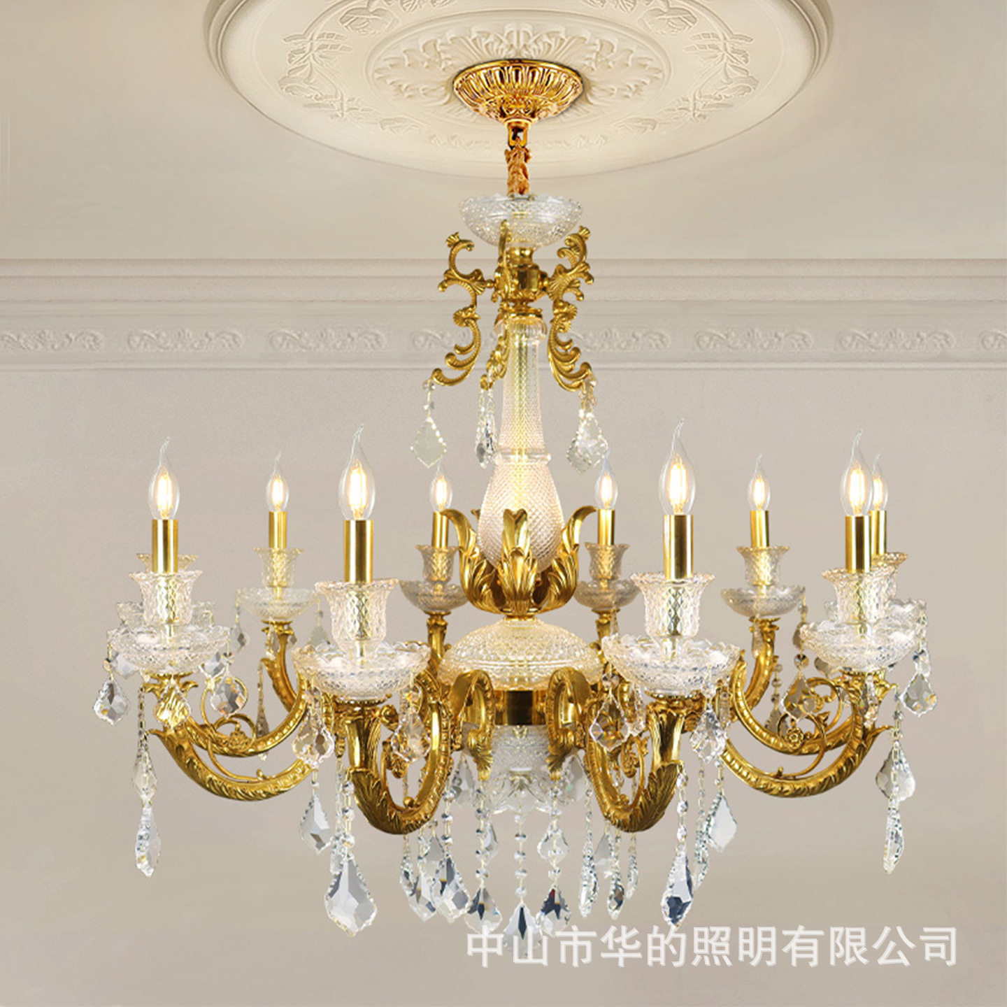 法式复古全铜水晶吊灯客厅餐厅卧室大气奢华别墅灯具脱蜡铜灯饰