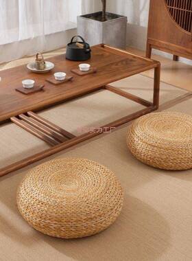 日式草蒲上BTZ团藤编编坐垫地加厚圆形墩坐打坐垫禅修垫榻榻米垫