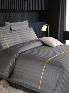 民宿风ORT整加厚上用品公四件套白色酒店宾馆床床单被罩寓房被褥