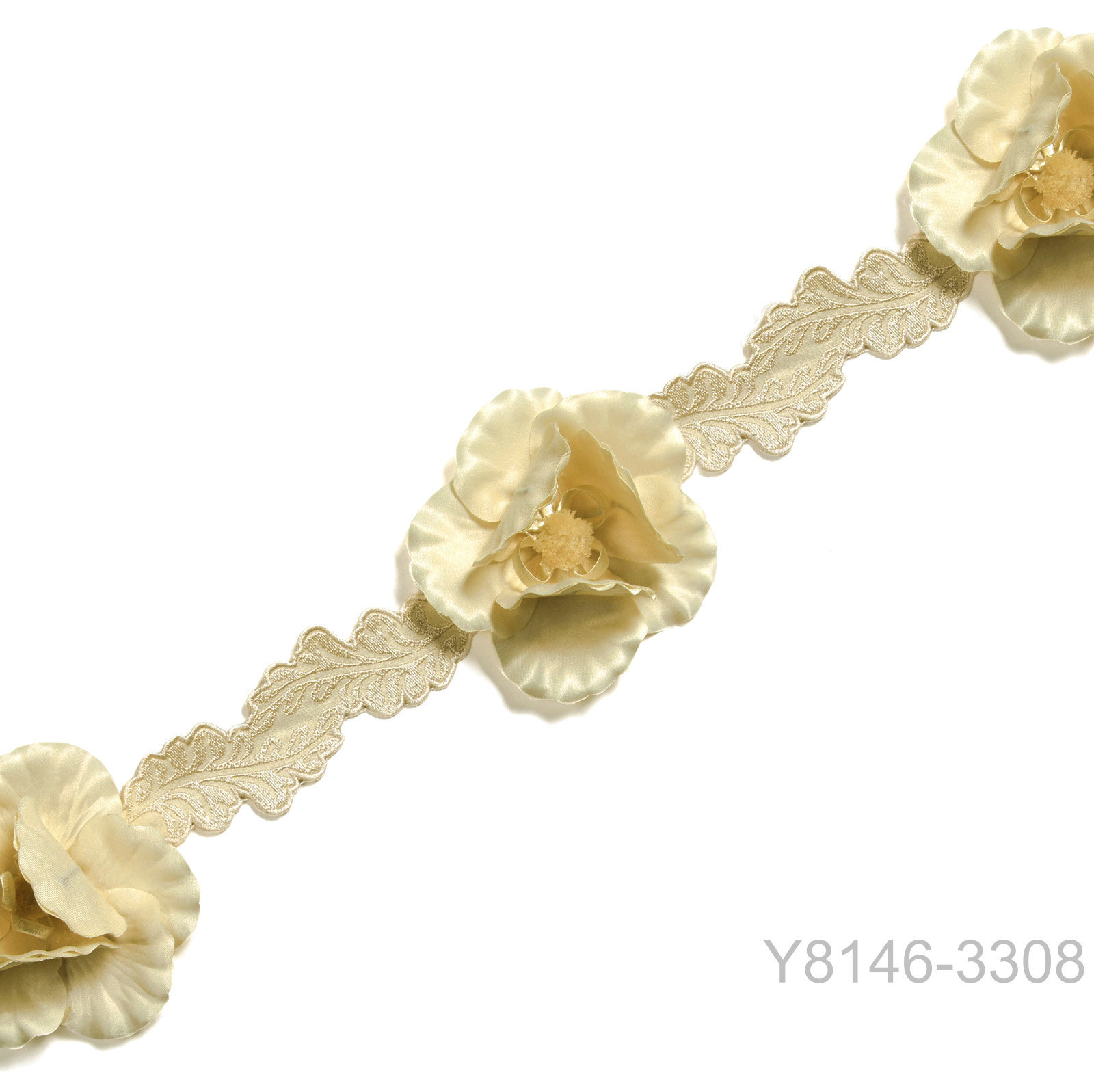 妮芙花园刺绣花朵带子花带花边幅宽90mm抱枕桌旗窗帘Y8146