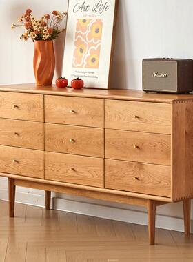 日式九斗柜实木卧室原木木多功DGP能卧室储物收纳柜床尾桃柜樱简
