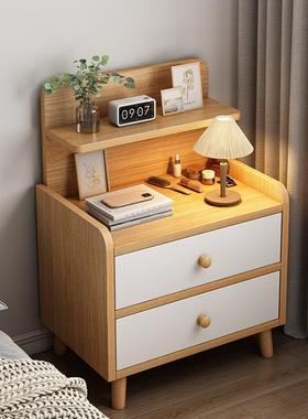 网床头柜简约现代木腿储物柜小型简52072室易卧家用202实5新红款床头置