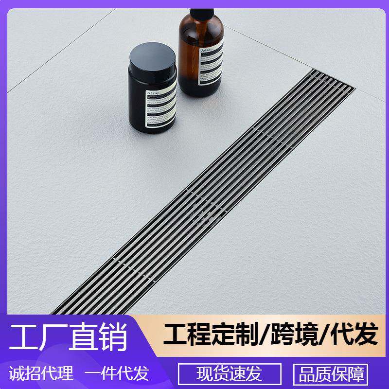 欧式枪灰色304不锈钢淋浴房排水槽防臭式长条形隐藏式地漏DL2236