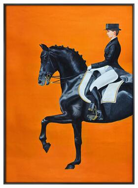 北欧橙色马大气办公室装饰画客厅画餐厅墙画走道玄关挂画黑马骑士