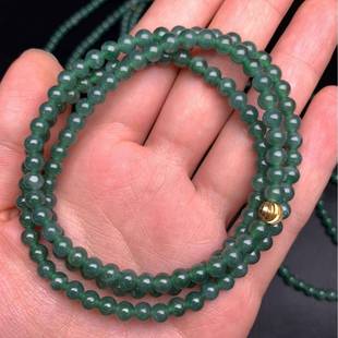 天然冰蓝水种翡翠A货长链6mm绕手三圈圆珠散珠配链串珠