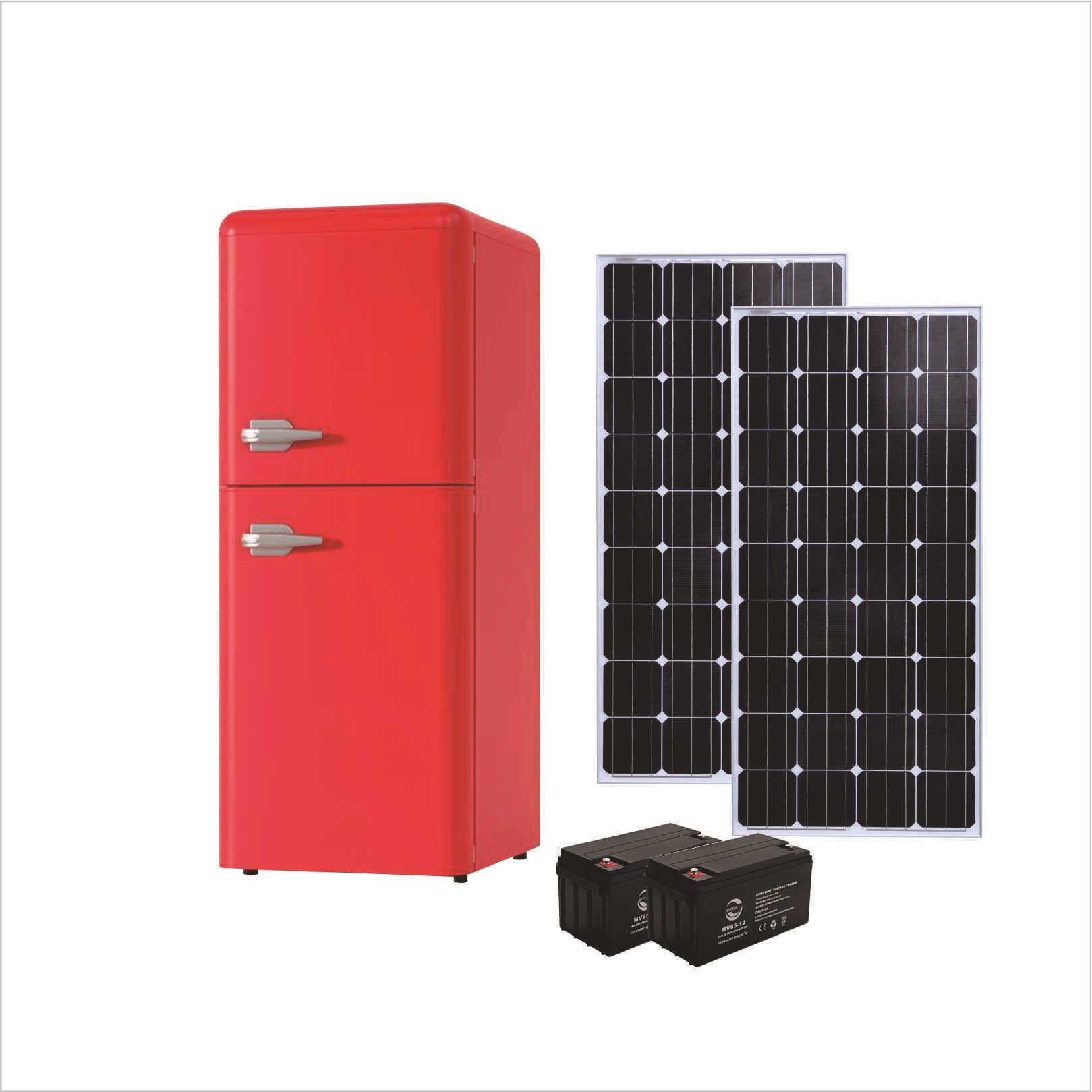 105L太阳能复古冰箱DC12V/24V直流复古冰箱房车专用复古冰箱红色