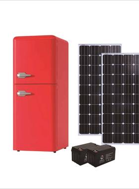 105L太阳能复古冰箱DC12V/24V直流复古冰箱房车专用复古冰箱红色