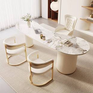 轻奢美容院医美咨询接待桌老板办公桌简约岩板异形书桌书房写字台