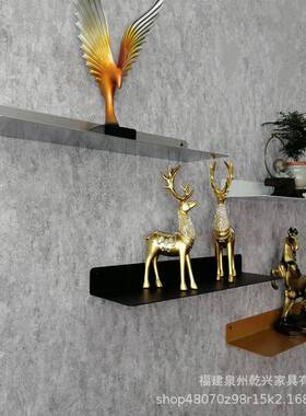 北欧置物架隔板铁艺壁挂一字置物板搁物装饰层架客厅背景上墙书架