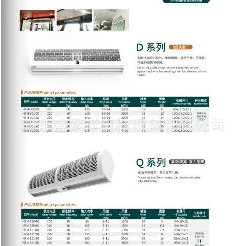 跨境出口化学车间冷库门用2米风幕机  220V 60HZ风幕机