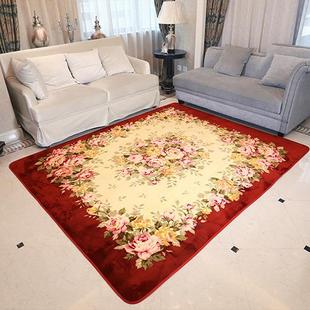 直销客厅中式 复古玫瑰花喜庆红地毯家用百搭地毯客厅地垫