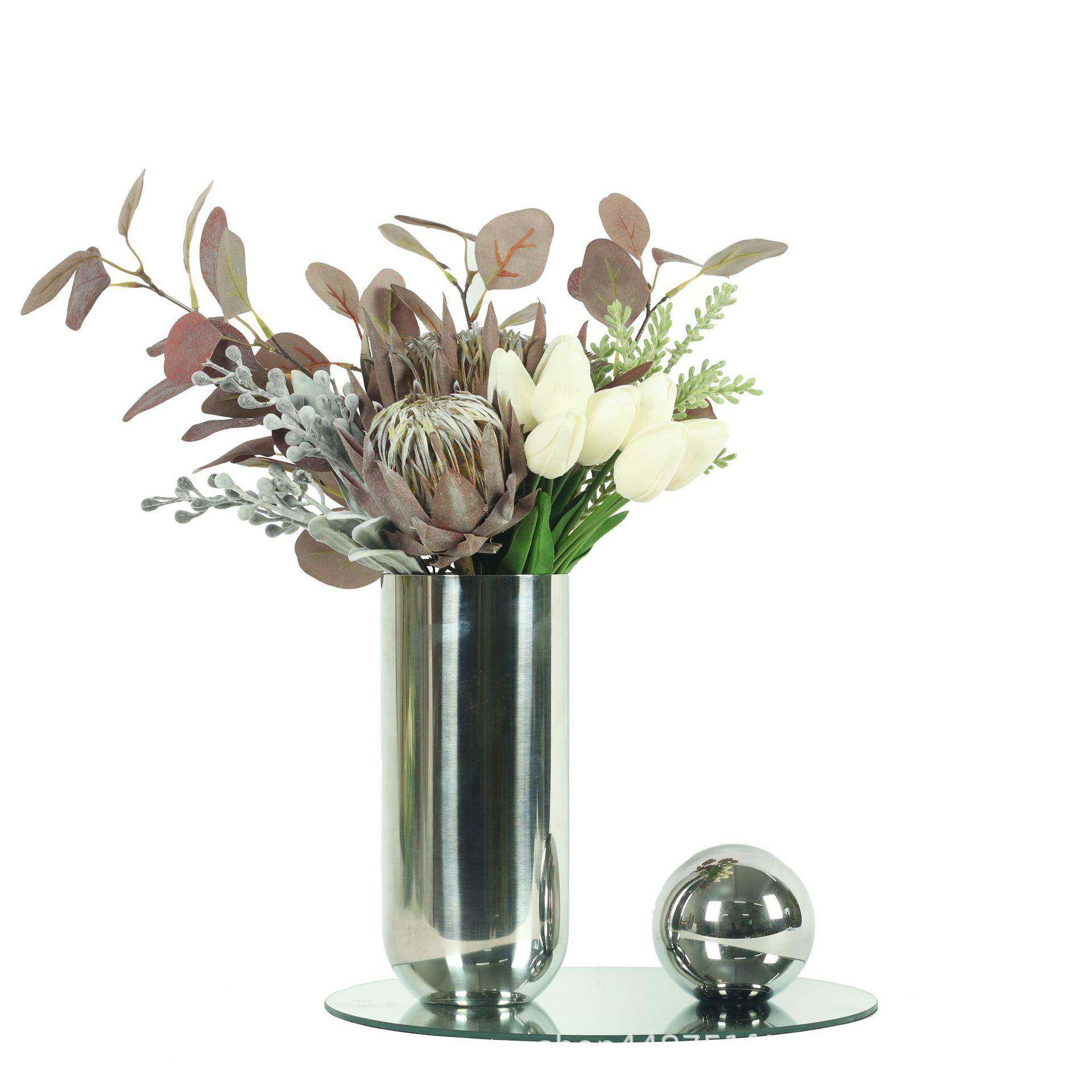 现代简约不锈钢花器三件套样板房桌面整体花艺装饰品酒店前台软装,节庆用品/礼品,新娘配件,淘宝优惠券,粉丝福利购,淘宝优惠卷