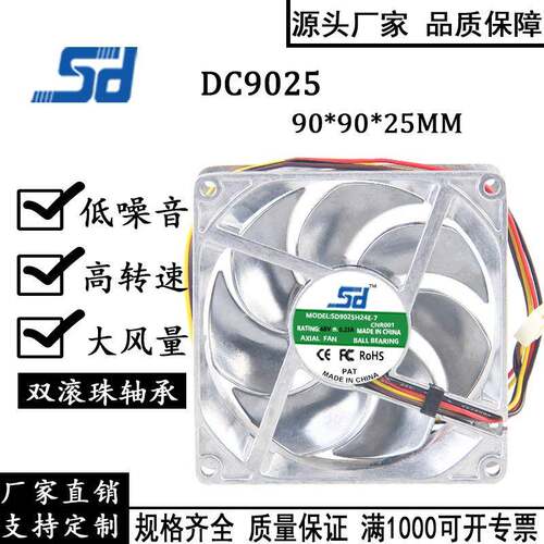 9025全金属48V0.23A9CM/厘米四线PWM温控耐高温散热风扇