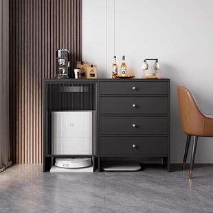 小户型餐边柜扫地机器人收纳柜子多功能中古储物柜客厅实木水吧台