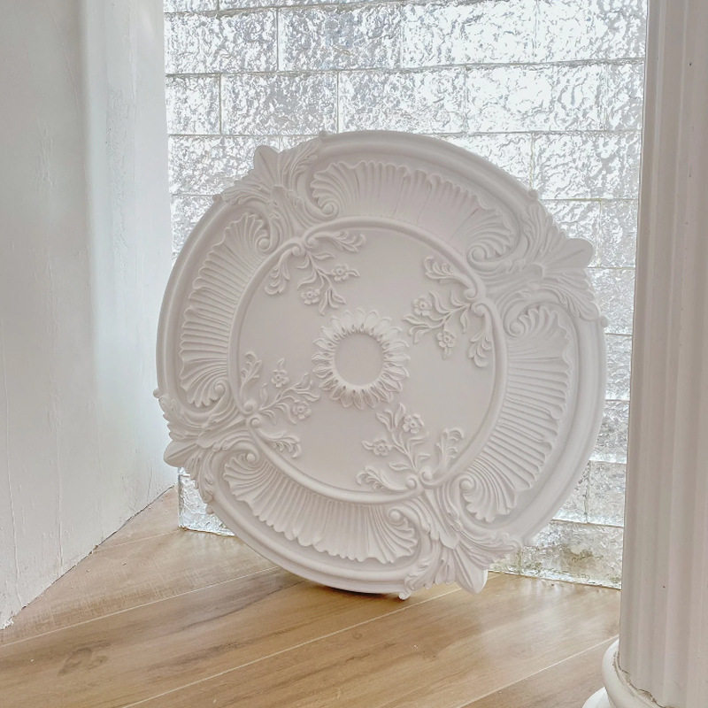 厂家批发PU线条雕花灯盘法式轻奢客厅吊顶装饰灯盘装饰仿石膏线