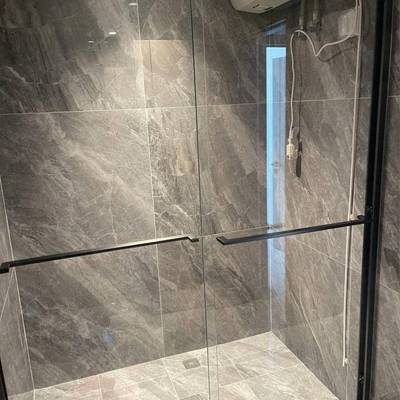 极窄边一字型极简淋浴房平开门卫生间干湿分离玻璃隔断浴室沐浴