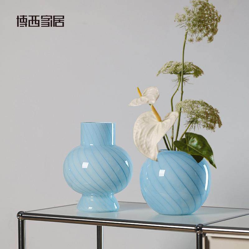 博西家居蓝色条纹葫芦水培玻璃花瓶摆件家居软装样板间装饰花器,机械设备,其他机械设备,淘宝优惠券,粉丝福利购,淘宝优惠卷