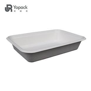 一次性甘蔗浆纸碗可降解餐具500ml方盒托盘