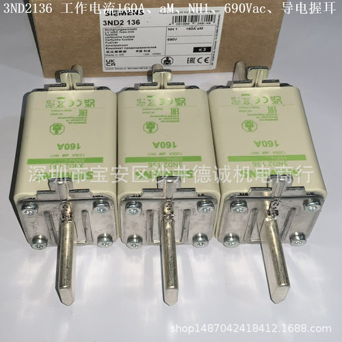 3ND2130熔断器100A、aM、NH1、690Vac、导电握耳、电动机保护用