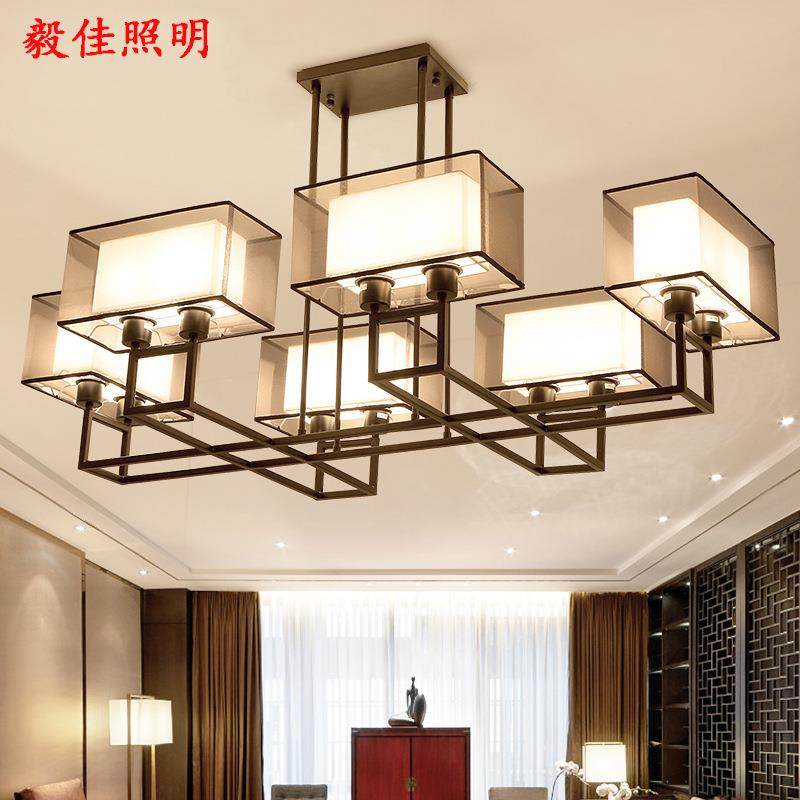 包邮现代简约新中式吊灯客厅灯仿古铁艺中式灯具复古卧室餐厅灯饰