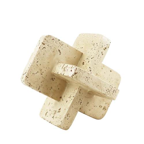 现代简约新中式几何形状树脂仿洞石摆件家居电视柜书桌镇纸装饰品