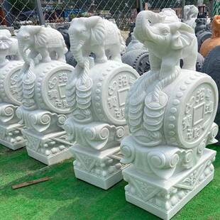 石雕门墩汉白玉门鼓青石石狮子石象麒麟石墩抱鼓石供应