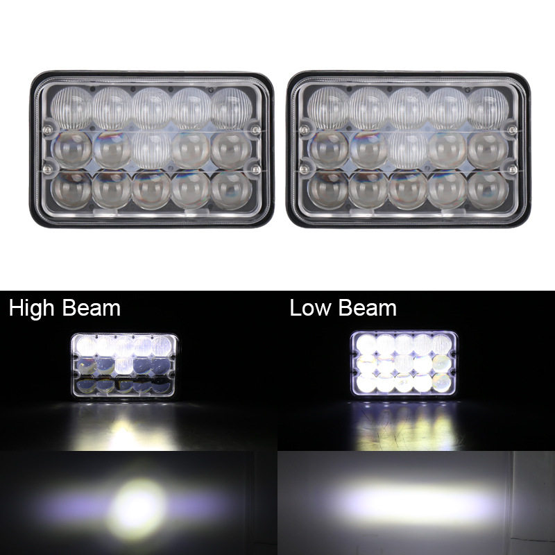 汽车改装4D透镜5寸LED方灯适用卡车皮卡改装46X前大灯辅助照明灯