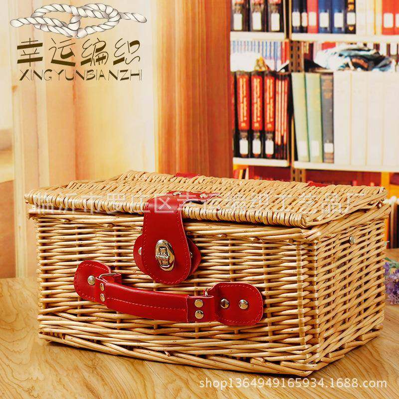 2017款式草柳藤野餐篮手工编织收纳篮带餐具收纳筐子,收纳整理,烫衣板及配件,淘宝优惠券,粉丝福利购,淘宝优惠卷