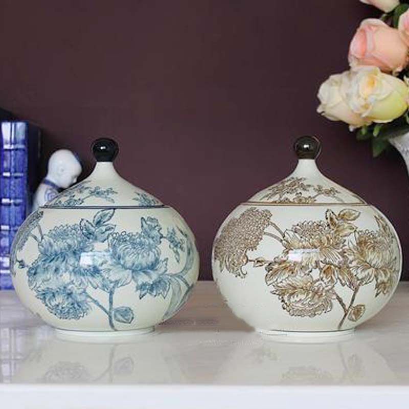 陶瓷器仿古中式陶瓷罐花瓶客厅玄关复古青花瓷摆件手工收纳