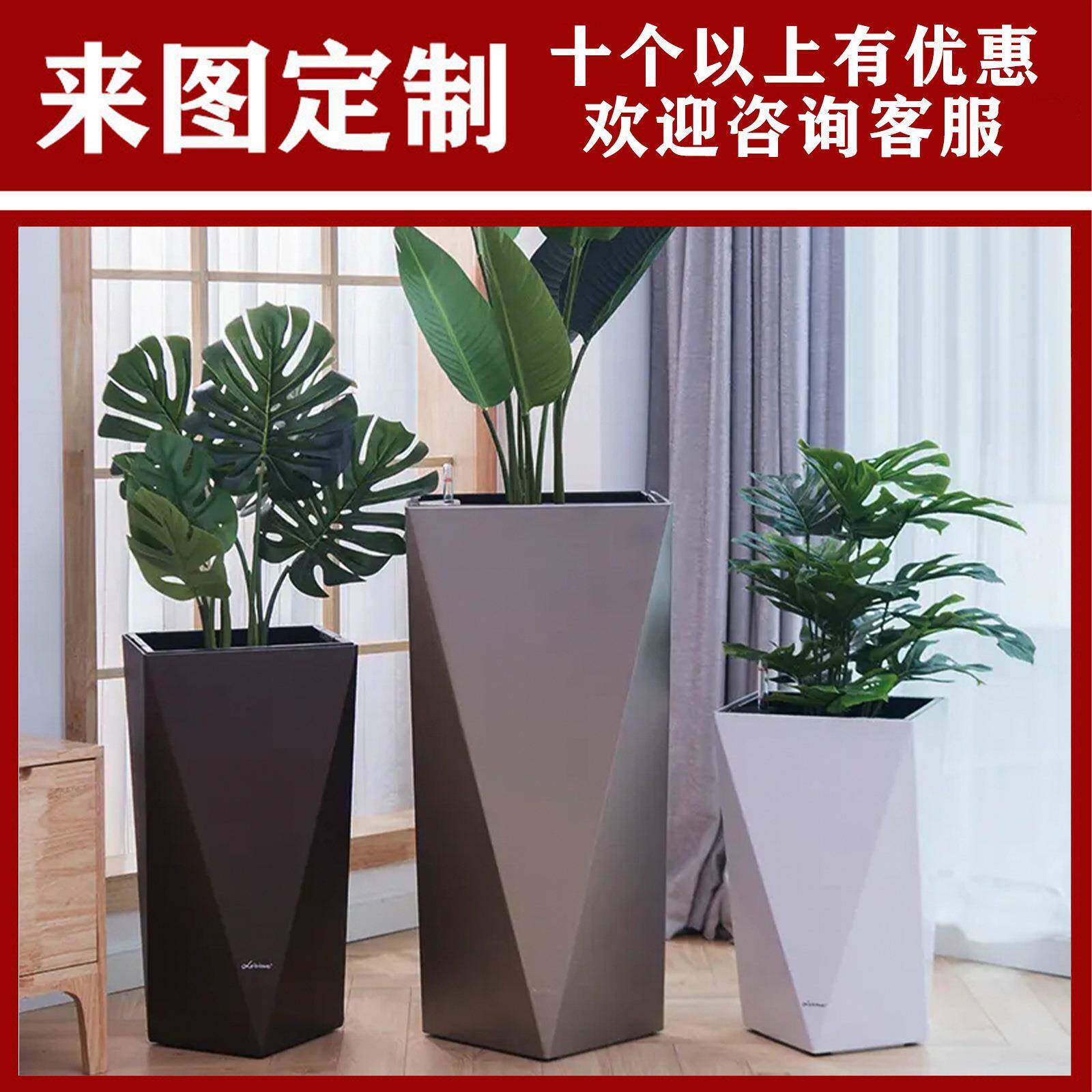 树脂玻璃钢菱形组合花盆户外批發几何形状花器种植盆切面装饰花钵