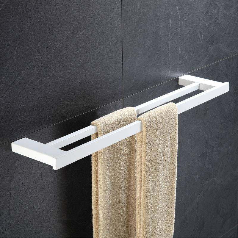 白色简约毛巾杆卫生间浴室不锈钢浴巾挂件双杆阳台毛巾挂黑色,纺织面料/辅料/配套,纺织机械配件,淘宝优惠券,粉丝福利购,淘宝优惠卷
