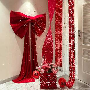 圣诞装圣诞树顶挂86776婚房布置装套件超大红色蝴蝶结饰挂挂饰丝