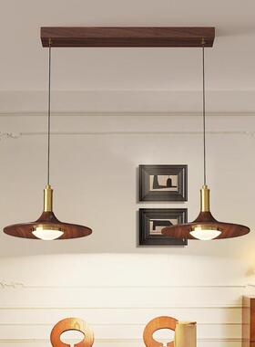 中古风餐厅吊灯202头5365新款胡复古桃木色餐桌灯三台吊灯中山灯