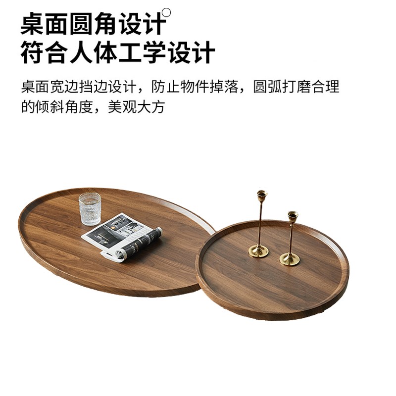 圆形桌面板diy茶几单独台面椭圆形桌面板简约家用W加厚挡边置物板
