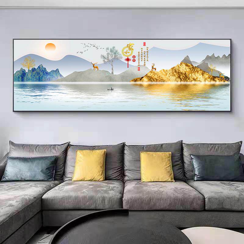 新中式装画HF837174沙发背景墙画壁画挂画办公室墙壁山水画客横厅