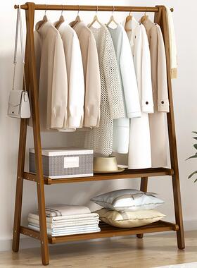 衣简架卧室220902落地可动轮实木家用衣柜欧式床边放衣移服挂衣架