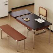 中古可伸缩岩风板餐桌实桌木可叠北欧折日式 小户型AEW饭桌餐椅组