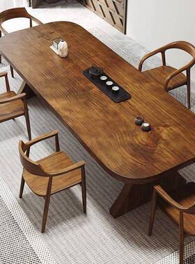 新中实木茶桌全套简约胡桃木色台办公室茶茶会客楼功DEH夫泡式茶