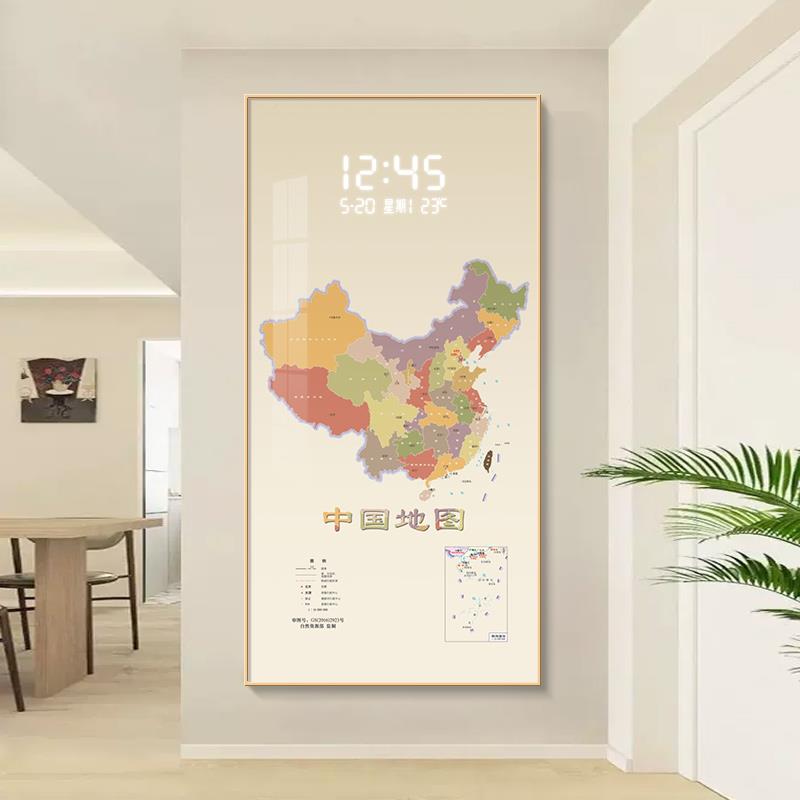 中图国地玄关装饰画电子钟办公室书发房挂LED灯光壁画数显PGB4830
