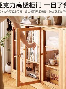 KGJ带实木餐柜茶水边柜家用客厅沙发边柜展矮柜门收纳示柜斗柜置