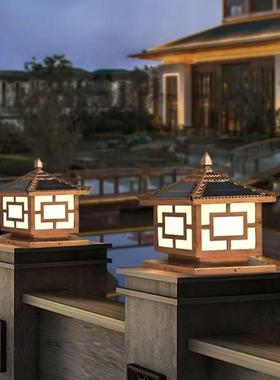 新太阳能柱头灯室户71968外庭款院墅柱子别灯大门两侧外防水围墙