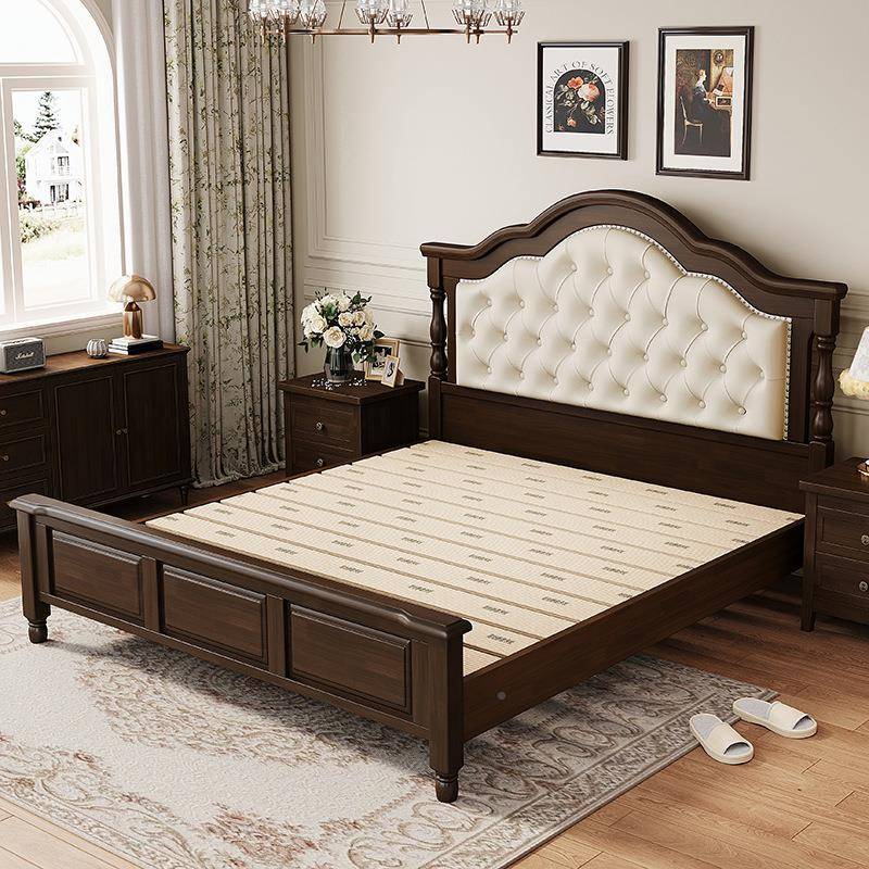 美式复古实木床1..8米双人床主卧15x22全m现简约家具卧室软靠代婚