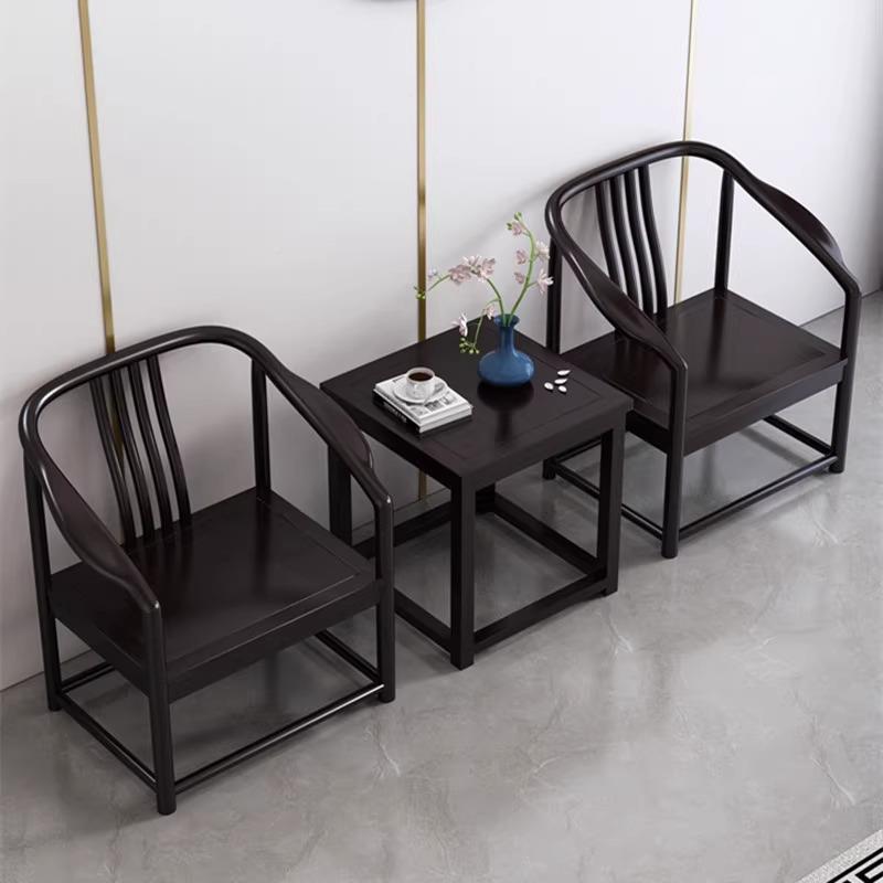 新中式橡阳胶木实圈椅阳台椅子简约太木师椅客茶桌椅组825合厅台