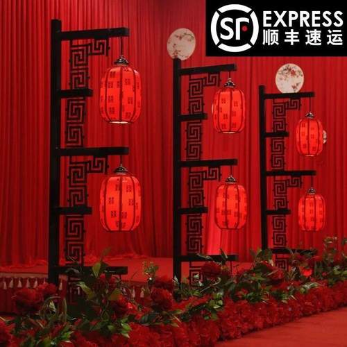 新款婚庆灯路笼引艺中式婚礼铁道具摆国件全套风宫PDD10049灯结婚